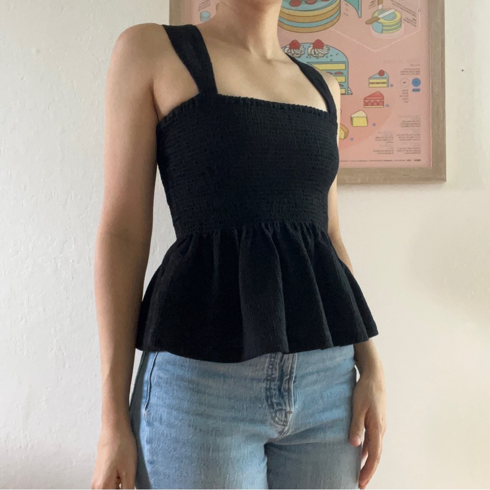 Madewell Texture & Thread Smocked Peplum Tank Top Size XS